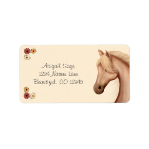 Palomino en Bloemen Paard Adresetiketten Etiket