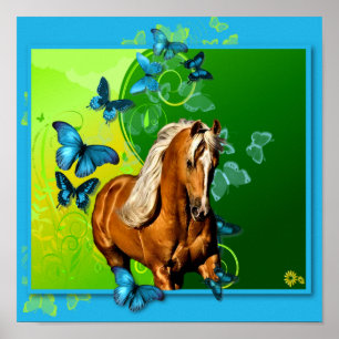 Palomino en Butterflies Poster