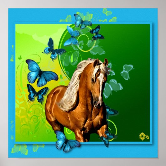 Palomino en Butterflies Poster (Voorkant)
