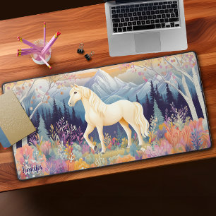 Palomino Horse Mountain Wildflowers gepersonalisee Bureaumat