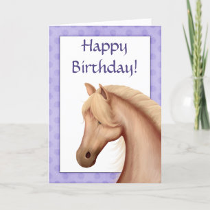 Palomino Horse Paarse Happy Birthday Kaart