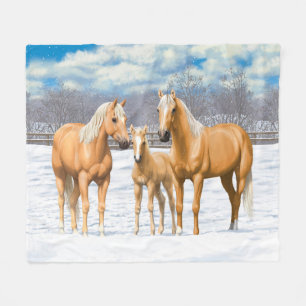 Palomino kwartspaarden bij sneeuw fleece deken