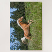 Palomino-paard dat door een weide loopt legpuzzel (Verticaal)