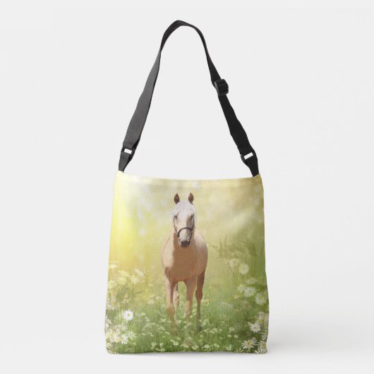 Palomino-paard in madeliefje crossbody tas (Achterkant)