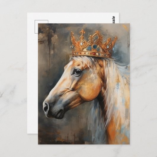 Palomino paard met een kroon briefkaart (Voorkant / Achterkant)