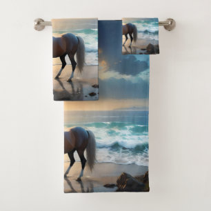 Palomino paard op het strand, bad handdoek