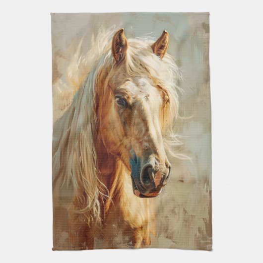 Palomino Paardenportret Theedoek (Verticaal)