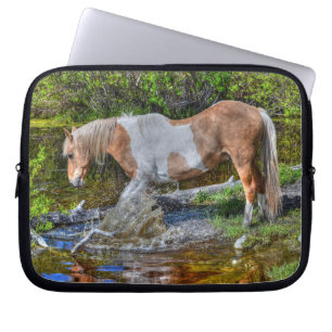 Palomino Paint Horse & Forest Pond Laptop Sleeve