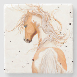 Palomino Paint Horse van Bihrle Stenen Onderzetter