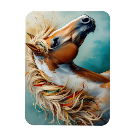Palomino Paint Mustang Portret Magneet (Verticaal)