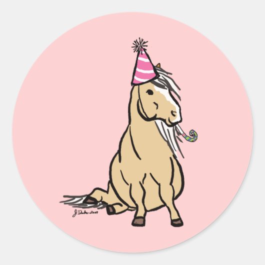 Palomino Party Pony Ronde Sticker (Voorkant)