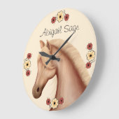Palomino personnalisé et Fleurs Horloge murale Hor (Angle)
