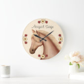 Palomino personnalisé et Fleurs Horloge murale Hor (Maison)