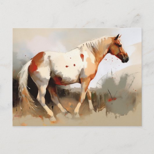 Palomino Pinto Mustang Paardenschilderij Briefkaart (Voorkant)