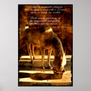 Palomino Pinto-paardenvoeding in Barn en Prose Poster