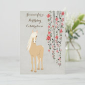  Palomino Pony en Bloemen Paardenverjaardag Kaart (Staand voorkant)
