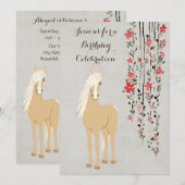  Palomino Pony en Bloemen Paardenverjaardag Kaart (Voorkant / Achterkant)