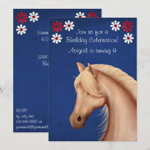 Palomino Pony Rood Wit Blauw Paard Verjaardag Uitn Kaart