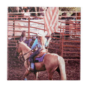 Palomino Rodeo American Flag Horse Tegeltje