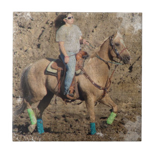 Palomino Rodeo Horse Warmup Grunge Tegeltje