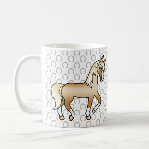 Palomino Schattige Cartoon Dravend Paard Illustrat Koffiemok