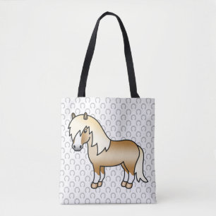 Palomino Shetlandpony Cute Cartoon Illustratie Draagtas