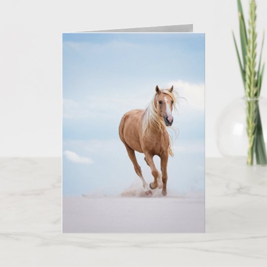 Palomino Stallion in het Dunes Horse-Wenskaart Kaart (Voorkant)