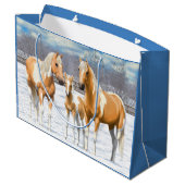 Palomino verf kwartpaarden bij sneeuw groot cadeauzakje (Achterkant Gekanteld)