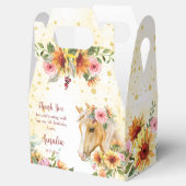 Palominopaard met zonnebloemen en roze bloemen bedankdoosjes (Geopend)