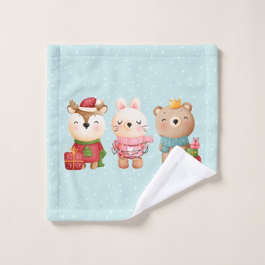 Pals de Noël - Ours de rennes et lapin (Gant de toilette)