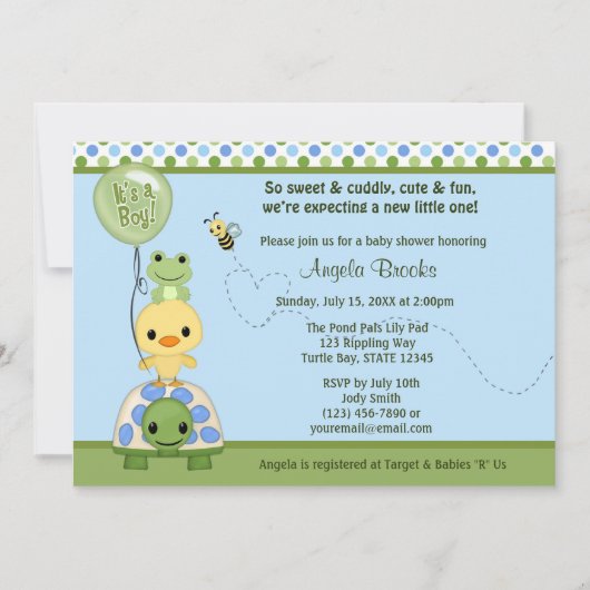 Pals Pals Baby shower de canard Invitation Tortue (Devant)
