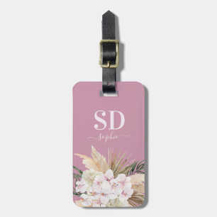 Pamapgras, orchidee, tropische bladbladtekst bagagelabel