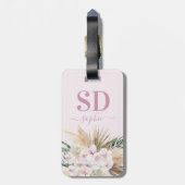 Pamapgras, orchidee, tropische bladbladtekst bagagelabel (Achterkant verticaal)