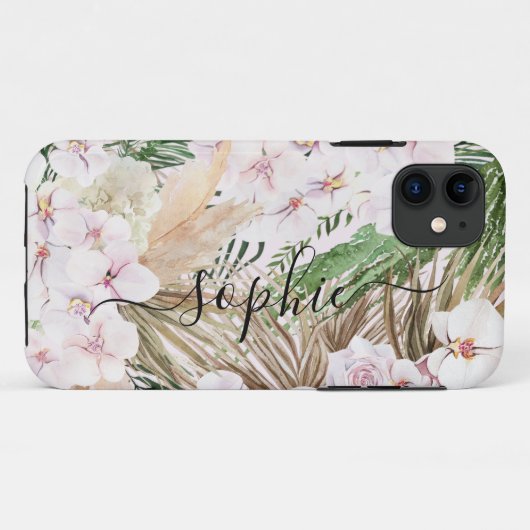 Pamapgras, orchidee, tropische bladbladtekst Case-Mate iPhone case (Achterkant (horizontaal))