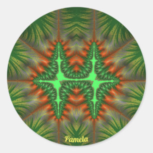 PAMELA  3D! Rood en groen ~ Ronde Sticker