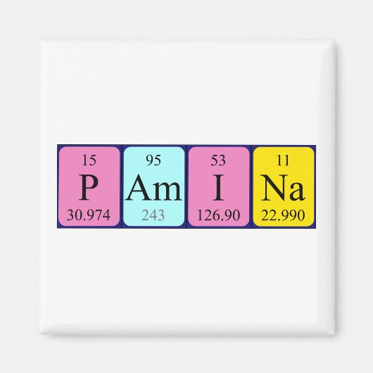 Pamina periodiek table name magnet magneet (Voorkant)