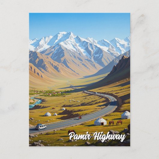 Pamir Highway Tajikistan Travel Briefkaart (Voorkant)