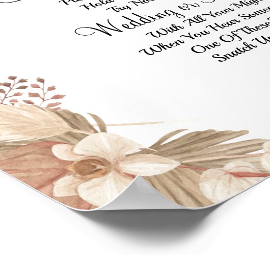 Pampa Gras 'Doe een ring om' bruidsshowerspel bord Poster (Hoek)