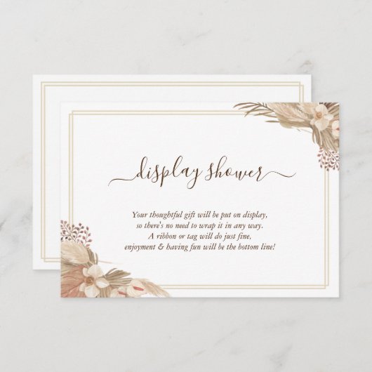 Pampa Grass Display Bridal Weddenschap Shower Encl Informatiekaartje (Voorkant / Achterkant)