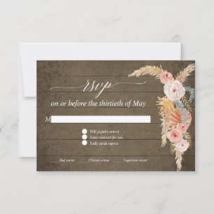 Pampagras Boho Blush Bloemen Rustaand Hout RSVP Kaartje
