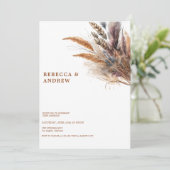 pampagras | Boho-minimalist | QR-code bruiloft Kaart (Staand voorkant)