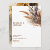 pampagras | Boho-minimalist | QR-code bruiloft Kaart (Voorkant / Achterkant)