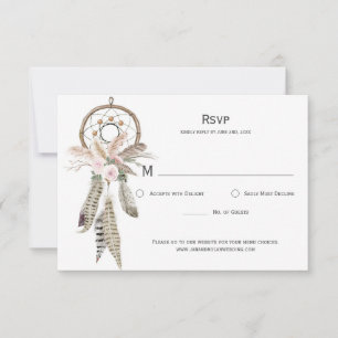 Pampagras Boho Veren Dreamcatcher RSVP Kaart