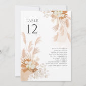 Pampagras botanische tafel nummervrijgave bruiloft (Achterkant)