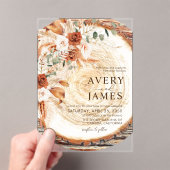 Pampas Boho Acrylic Wood Ring Wedding Invite  Acryl Uitnodigingen (Insitu (Draagbaar))