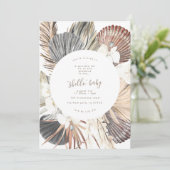 Pampas Boho Beach Shell Baby shower Invitation Kaart (Staand voorkant)