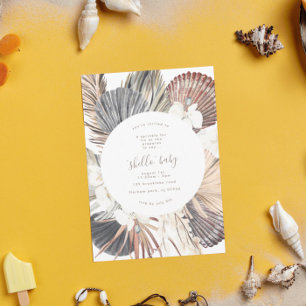 Pampas Boho Beach Shell Baby shower Invitation Kaart