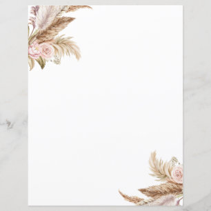 Pampas Boho Bloemen Stationery Papier