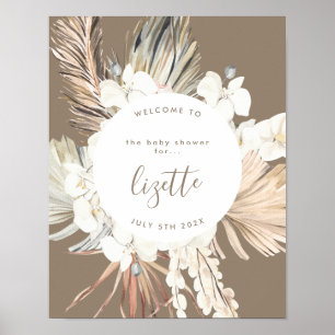 Pampas Boho Bronze Beach Hallo Baby shower Welkom Poster