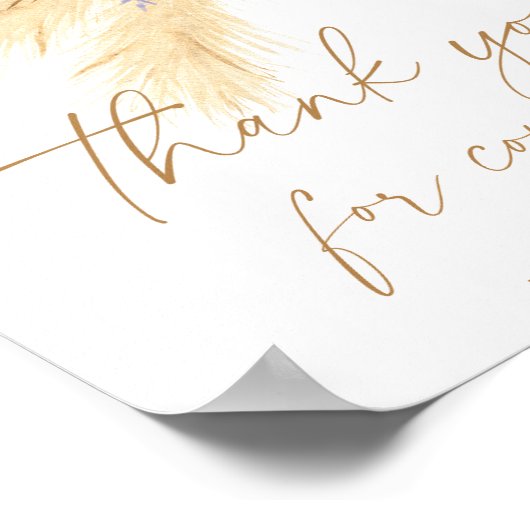 Pampas boho grass - Merci pour venir Poster (Coin)